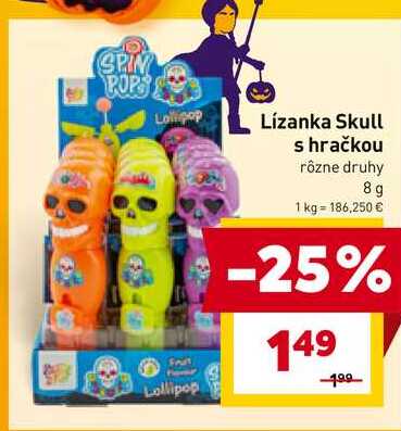Lollipop Lízanka Skull s hračkou 8g 