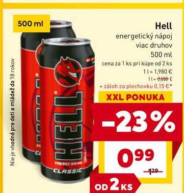 Hell energetický nápoj viac druhov 500 ml 