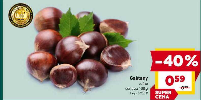 Gaštany voľné cena za 100 g