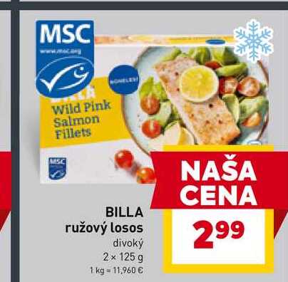 BILLA ružový losos divoký 2 x 125 g 
