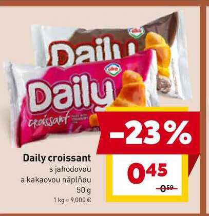 Daily croissant s jahodovou a kakaovou náplňou 50 g  