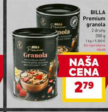 BILLA Premium granola 2 druhy 300 g 