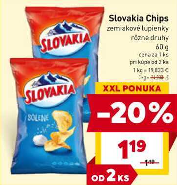 Slovakia Chips zemiakové lupienky rôzne druhy 60 g 