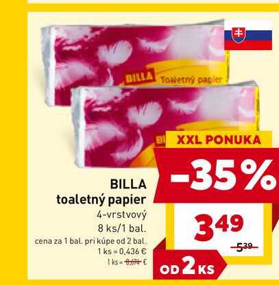 BILLA toaletný papier 4-vrstvový 8 ks/1 bal. 