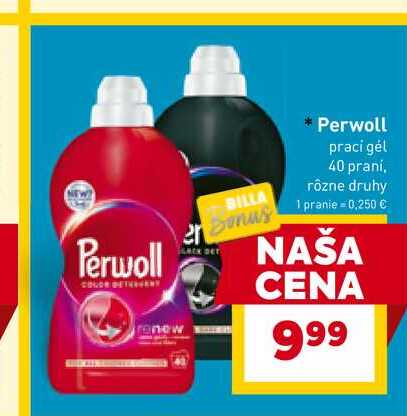 Perwoll praci gėl 40 praní, rôzne druhy