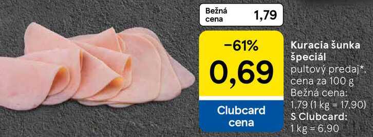 Kuracia šunka špeciál, cena za 100 g 