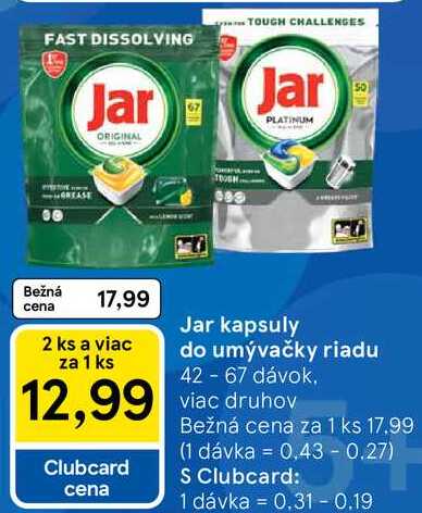 Jar kapsuly do umývačky riadu, 42 - 67 dávok