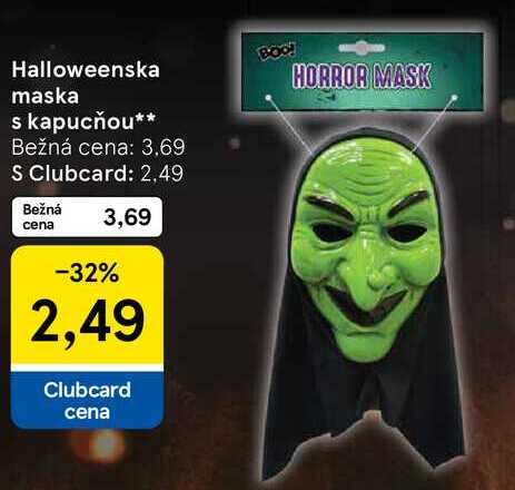 Halloweenska maska s kapucňou