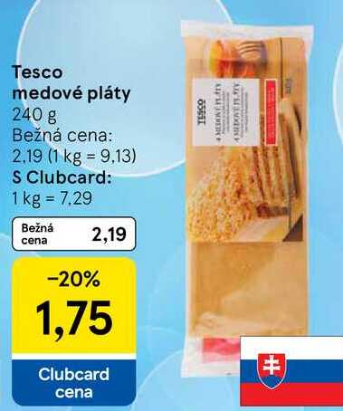 Tesco medové pláty, 240 g