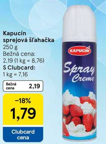 Kapucín sprejová šľahačka, 250 g