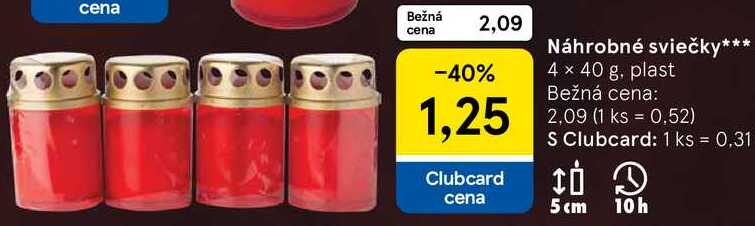 Náhrobné sviečky, 4x 40 g