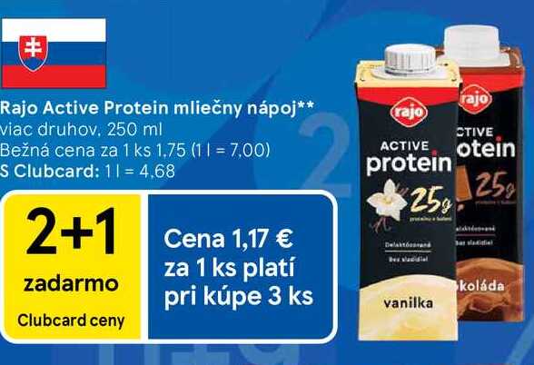 Rajo Active Protein mliečny nápoj druhov, 250 ml