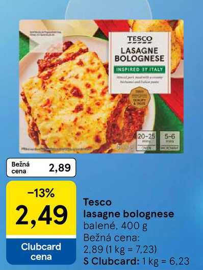 Tesco lasagne bolognese balené, 400 g