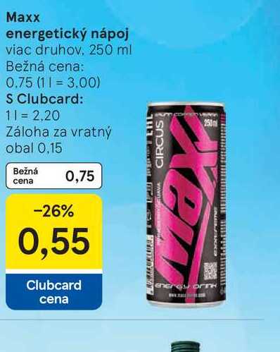 Maxx energetický nápoj viac druhov 250 ml
