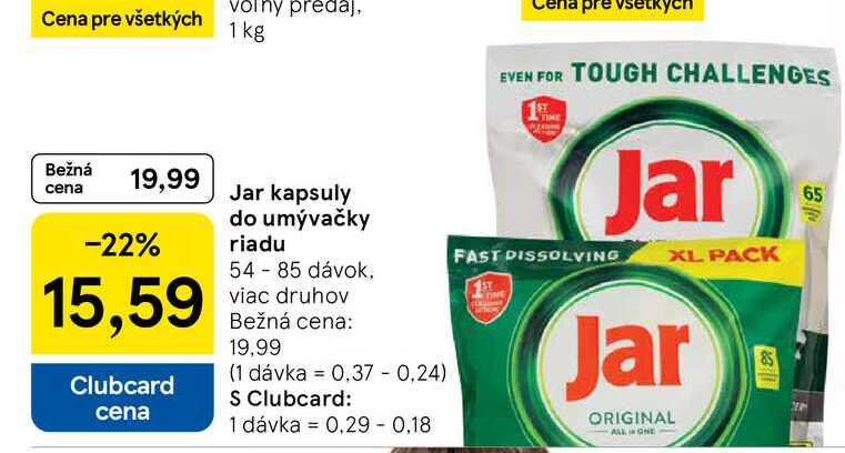 Jar kapsuly do umývačky riadu 54-85 dávok