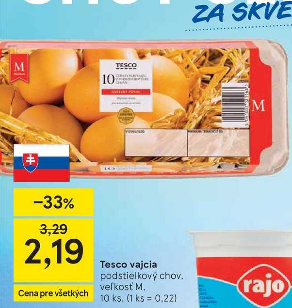 Tesco vajcia podstielkový chov veľkosť M, 10 ks