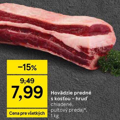 Hovädzie predné s kosťou chladené, hrud pultový predaj 1 kg