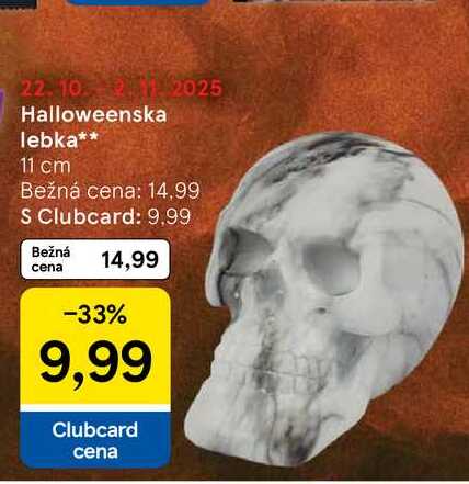 Halloweenska lebka 11 cm