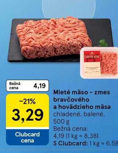 Mleté mäso - zmes bravčového a hovädzieho mäsa chladené, balené 500 g 