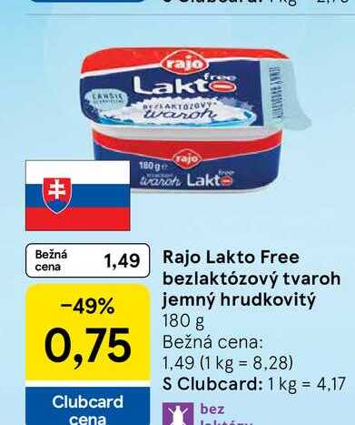 Rajo Lakto Free bezlaktózový tvaroh jemný hrudkovitý 180 g