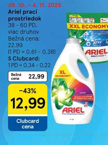 Ariel prací prostriedok 38 - 60 PD, viac druhov