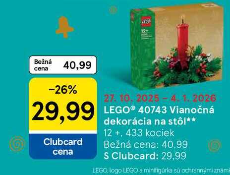 Vianočná dekorácia na stôl 12+, 433 kociek