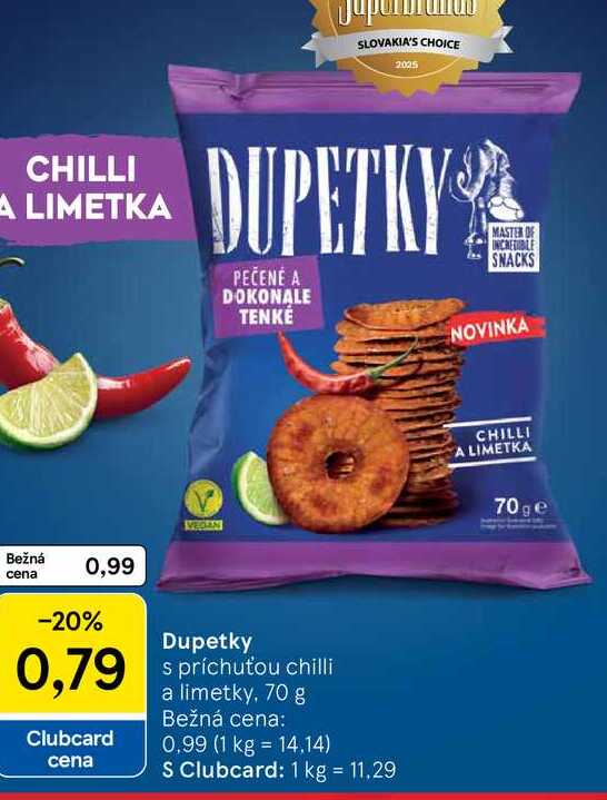 Dupetky s príchuťou chilli a limetky, 70 g