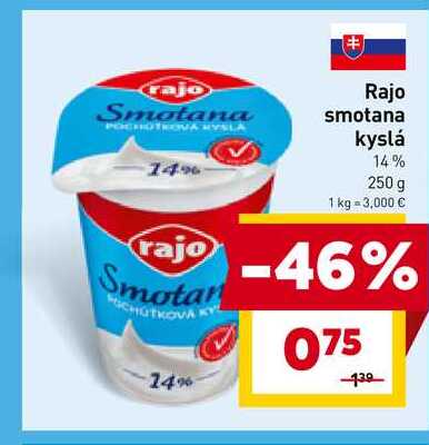 Rajo smotana kyslá 14% 250 g