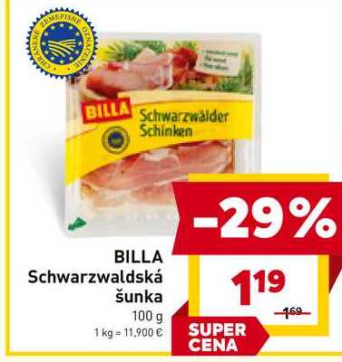 BILLA Schwarzwaldská šunka 100 g