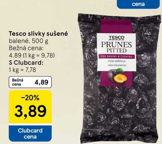 Tesco slivky sušené balené, 500 g