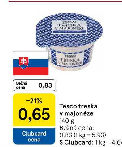 Tesco treska v majonéze 140 g