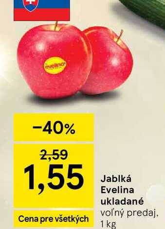 Jablká Evelina ukladané voľný predaj, 1 kg