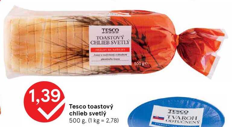 Tesco toastový chlieb svetlý 500 g