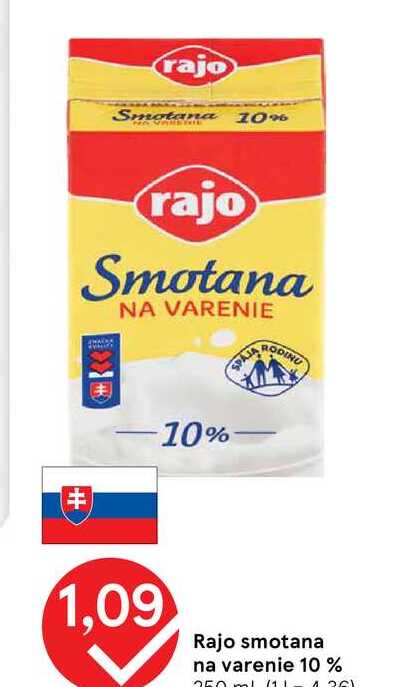 Rajo smotana na varenie 10% 250 ml