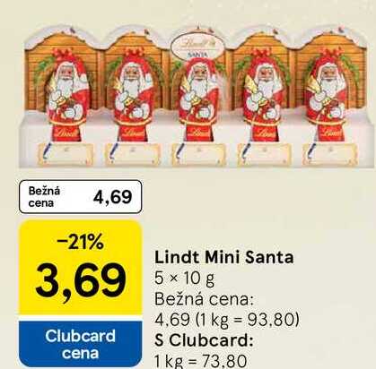 Lindt Mini Santa 5 x 10 g 