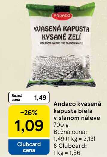 Andaco kvasená kapusta biela v slanom náleve 700 g