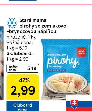 Stará mama pirohy so zemiakovo-bryndzovou náplňou mrazené, 1 kg