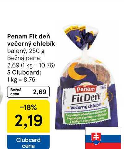 Penam Fit deň večerný chlebík balený, 250 g