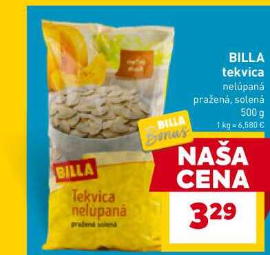 BILLA Tekvica nelupaná pražená solená 500g