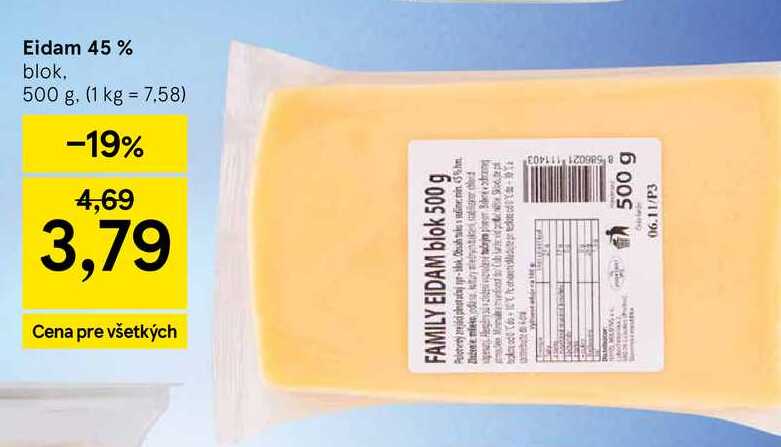 Eidam 45 % blok. 500 g