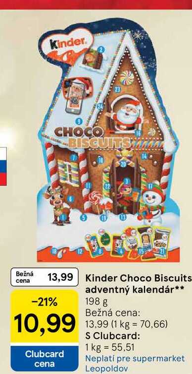 Kinder Choco Biscuits adventný kalendár 198g