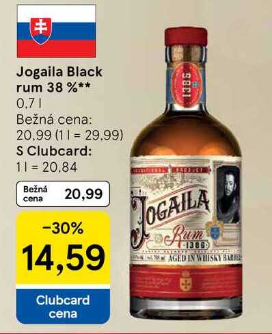 Jogaila Black rum 38 %** 0.7l