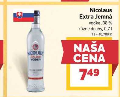 Nicolaus Extra Jemná vodka, 38% rôzne druhy, 0,7 l