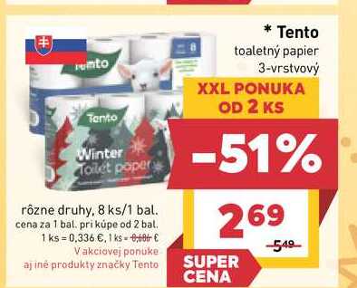 Toilet paper rôzne druhy, 8 ks/1 bal. 