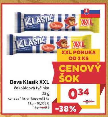 Deva Klasik XXL čokoládová tyčinka 33 g