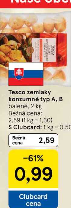 Tesco zemiaky konzumné typ A, B balené 2 kg