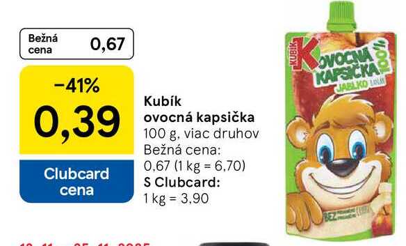 Kubík ovocná kapsička 100 g