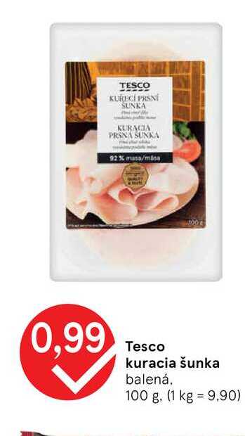 Tesco kuracia šunka balená 100 g