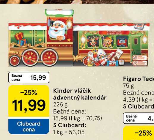 Kinder vláčik adventný kalendár 226g