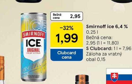 Smirnoff ice 6,4 % 0,25 l